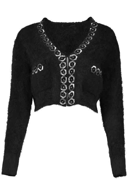 Contrast Cropped Cardigan - Black