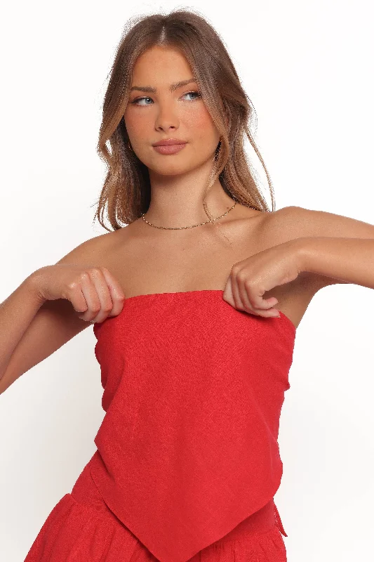 Twenny Strapless Top - Red