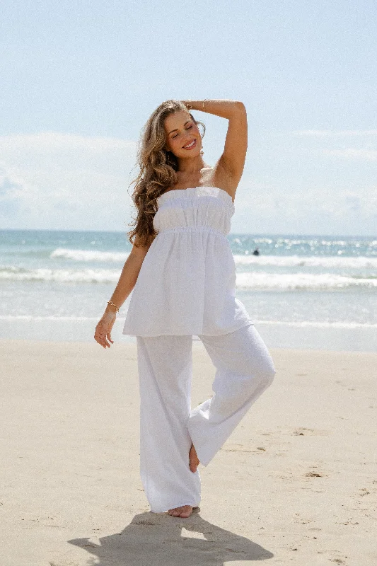 Ember Strapless Tunic Top - White