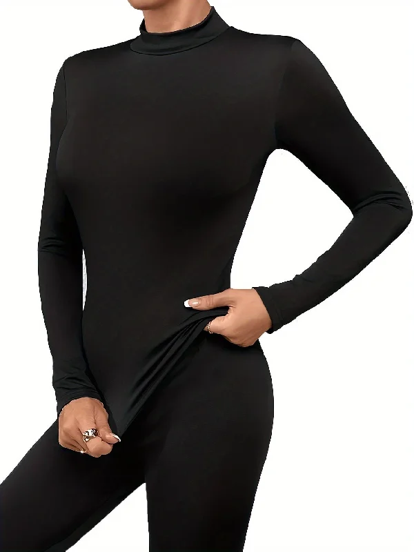 Sixsr Seamless Thermal Underwear, Soft & Comfortable Long Sleeve Slim Base Top, Women's Lingerie & Sleepwear