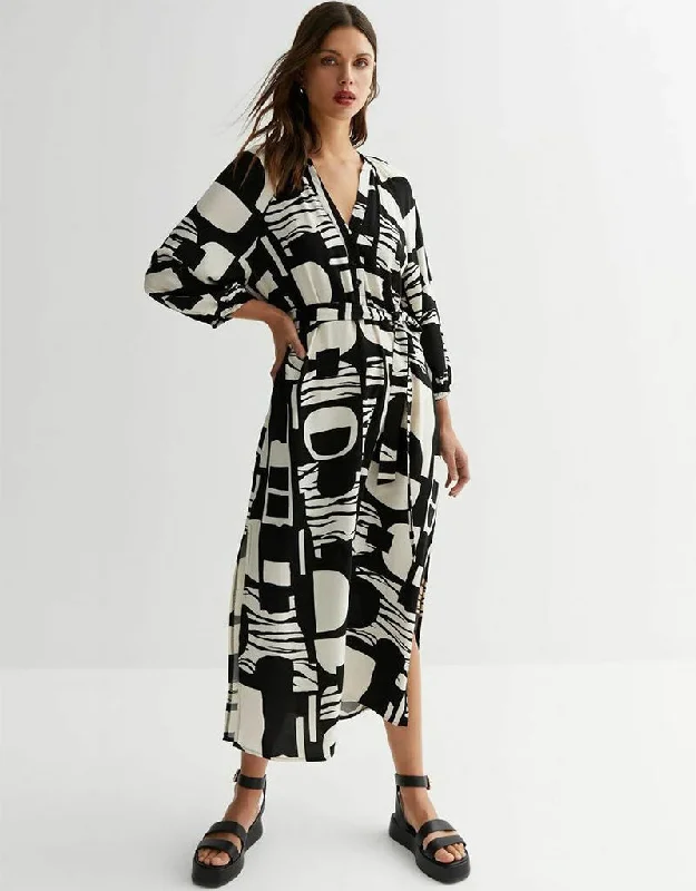 Black Heavy Designer Digital Printed Maxi Dress