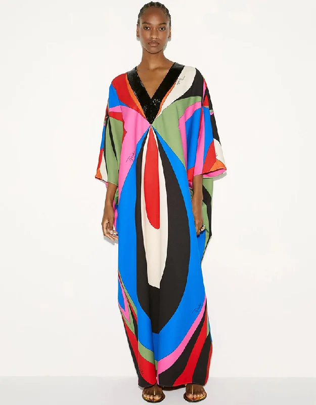 Multi Heavy Designer Digital Printed Maxi Dress