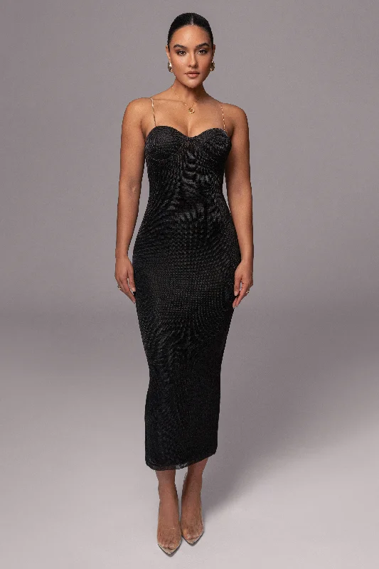 Black Twilight Elegance Maxi Dress