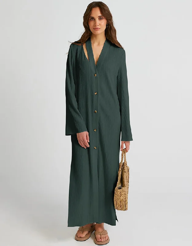 Green Heavy Designer Heavy Fancy Maxi Dress