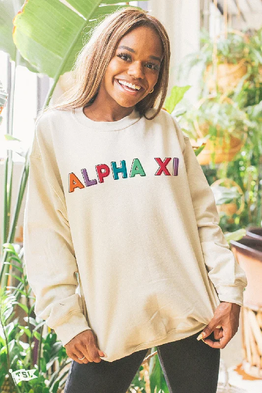 Alpha Xi Delta Stencil Crewneck