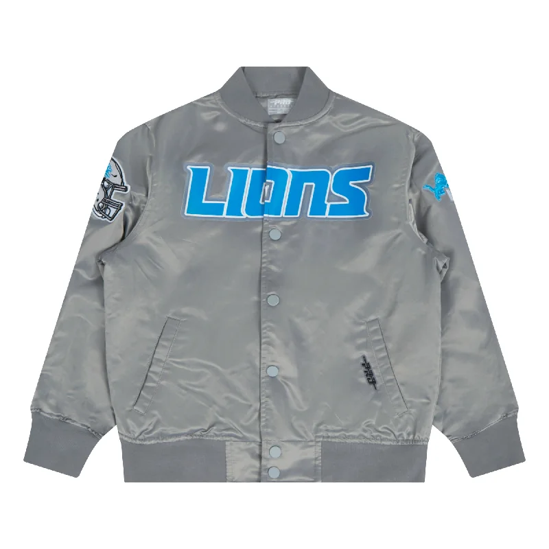 NFL DETROIT LIONS CLASSIC BIG BOYS SATIN JACKET (GRAY)