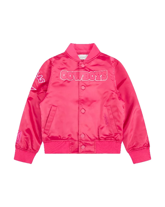 NFL DALLAS COWBOYS TRIPLE PINK LITTLE GIRLS  SATIN JACKET (BEETROOT PURPLE)