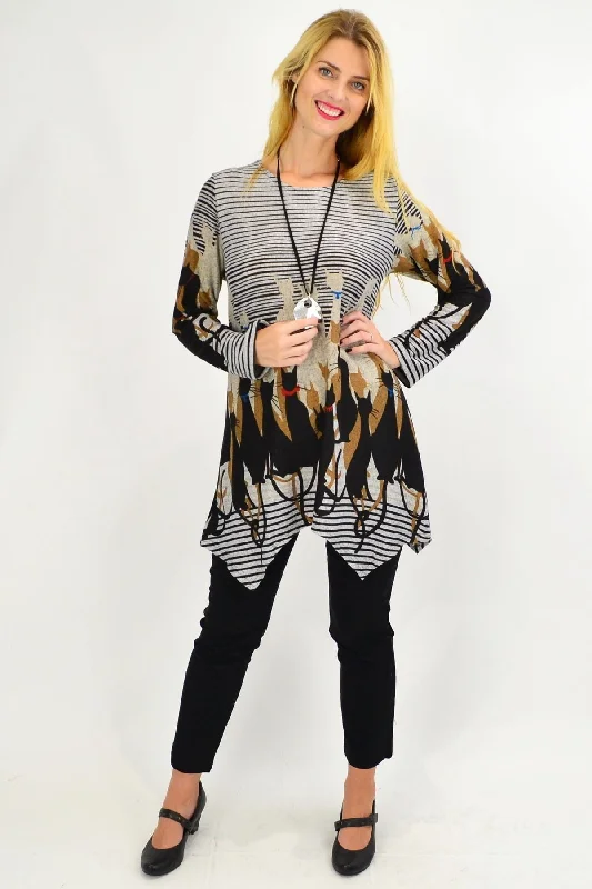 Taupe Brown Winter Kitty Cat Tunic Top