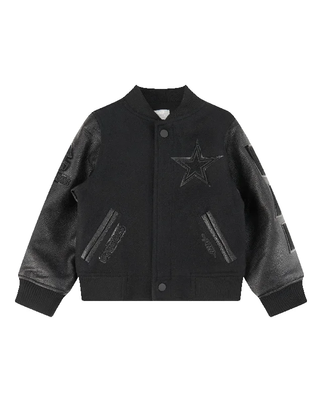 NFL DALLAS COWBOYS TRIPLE BLACK TODDLER BOYS WOOL VARSITY JACKET (JET BLACK)