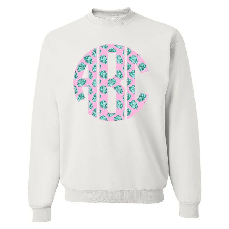 Monogrammed 'Palm Print' Big Print Crewneck Sweatshirt