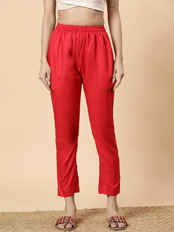 Red Rayon Pants