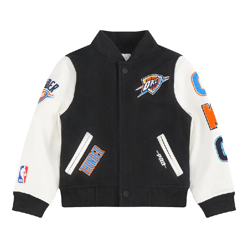 NBA OKLAHOMA CITY THUNDER CLASSIC TODDLER BOYS WOOL VARSITY JACKET (BLACK/WHITE)