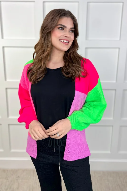 Happy Vibes Color Block Cardigan