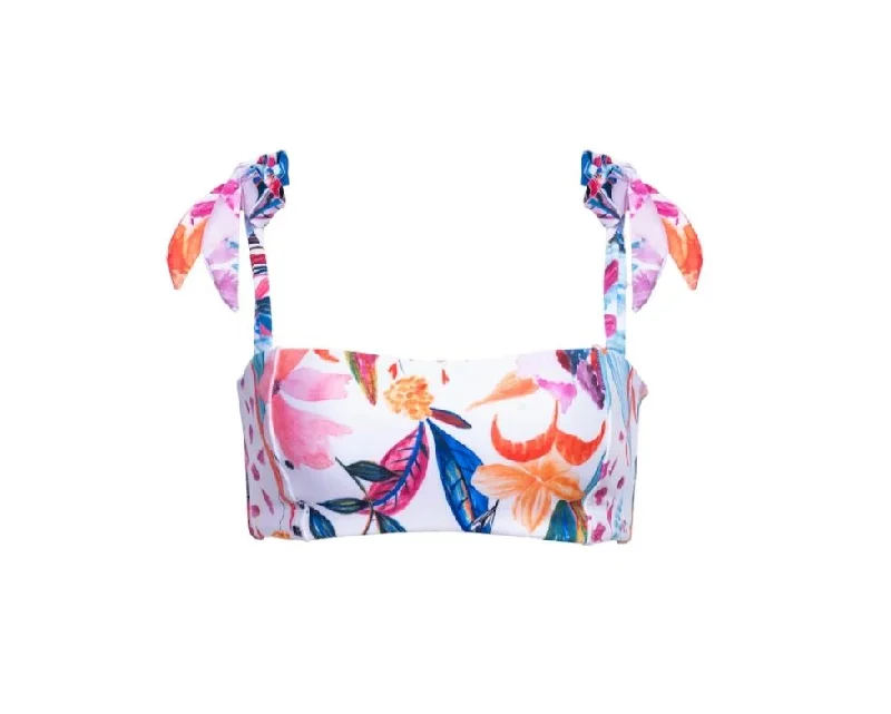 Mila White Floral Bandeau Top