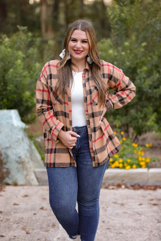 Kellie Mocha Plaid Print Shacket