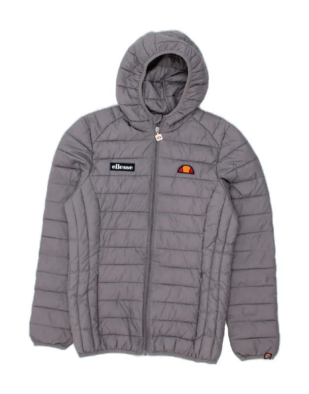 ELLESSE Womens Hooded Padded Jacket UK 10 Small  Grey Polyester