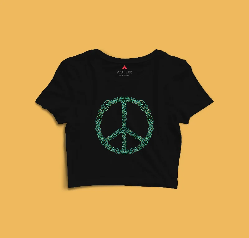 "PEACE" - HALF-SLEEVE CROP TOP'S