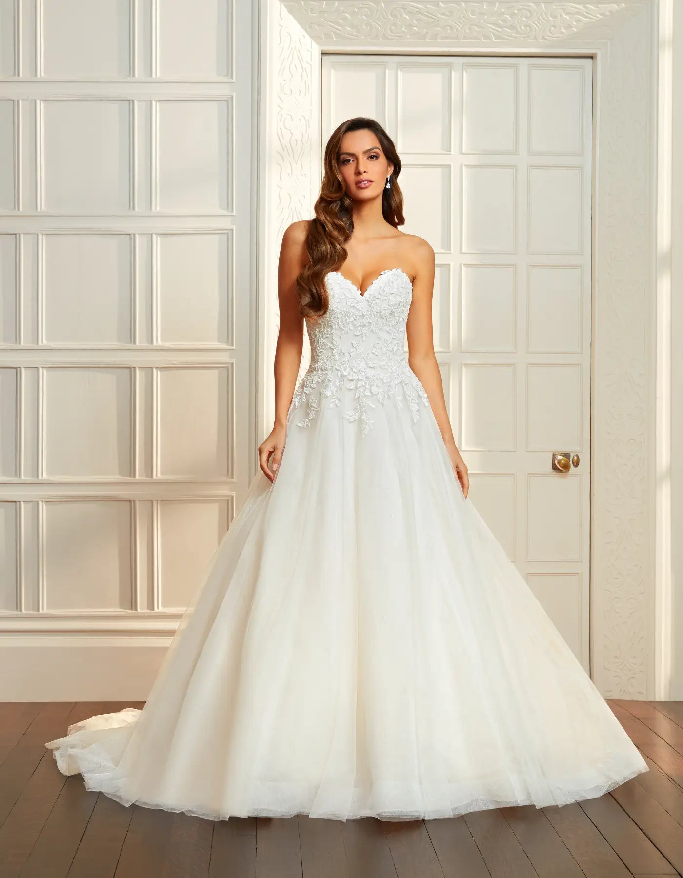 DingJiDress strapless a-line with sparkling tulle and lace