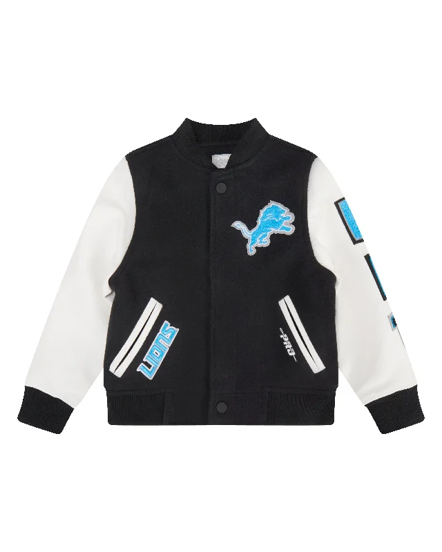 NFL DETROIT LIONS CLASSIC TODDLER BOYS WOOL VARSITY JACKET (BLACK/WHITE)