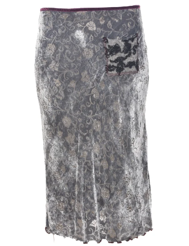 Velour Grey Midi Skirt - S