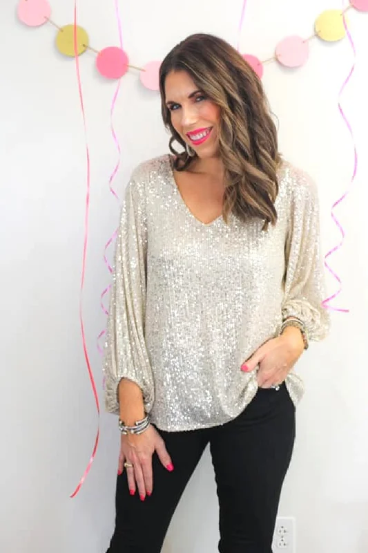 Serena Sequin Long Sleeve Top