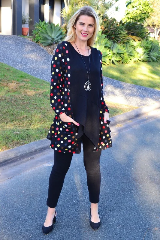 Multicolour Pockets & Dots Winter Tunic Top