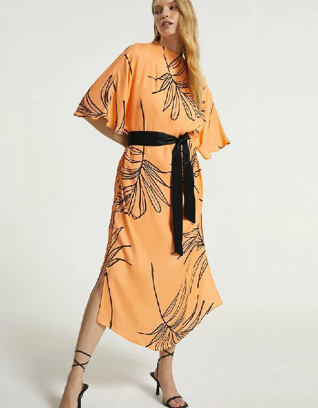 Peach Heavy Designer Digital Printed Maxi Dress