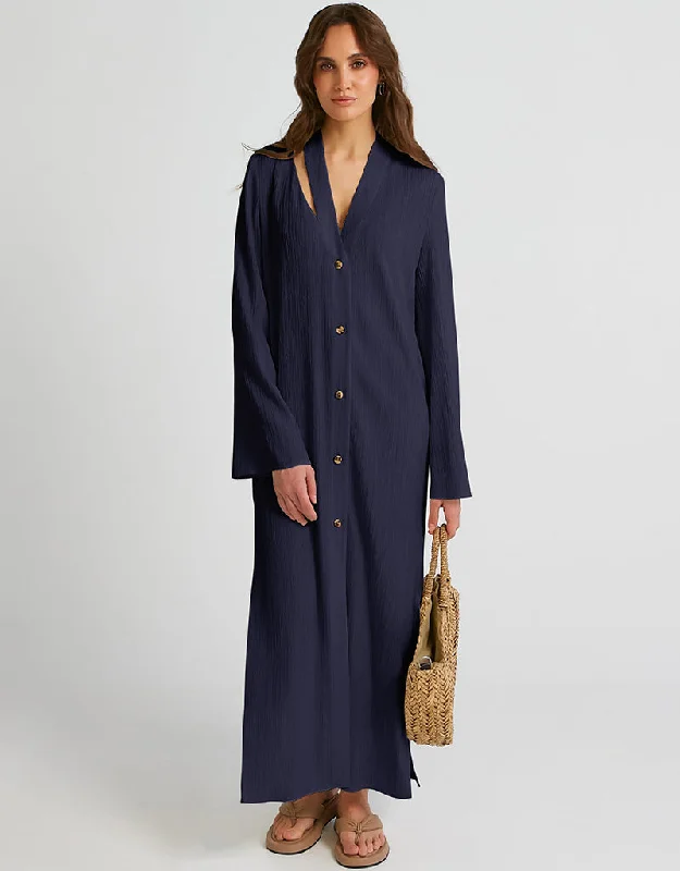 Navy Blue Heavy Designer Heavy Fancy Maxi Dress