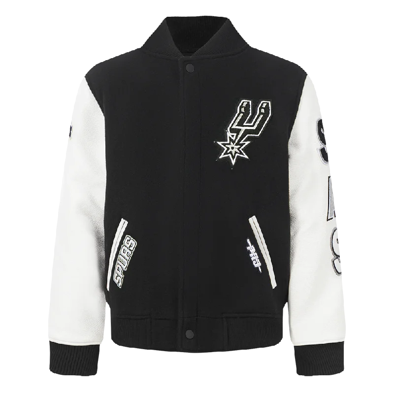 NBA SAN ANTONIO SPURS CLASSIC TODDLER BOYS WOOL VARSITY JACKET (BLACK/WHITE)