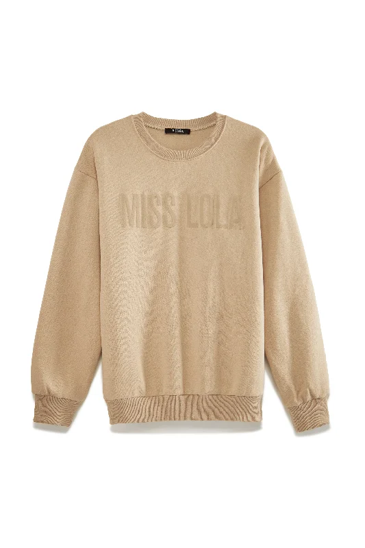 Miss Lola Exclusive Crewneck Sweater - Taupe