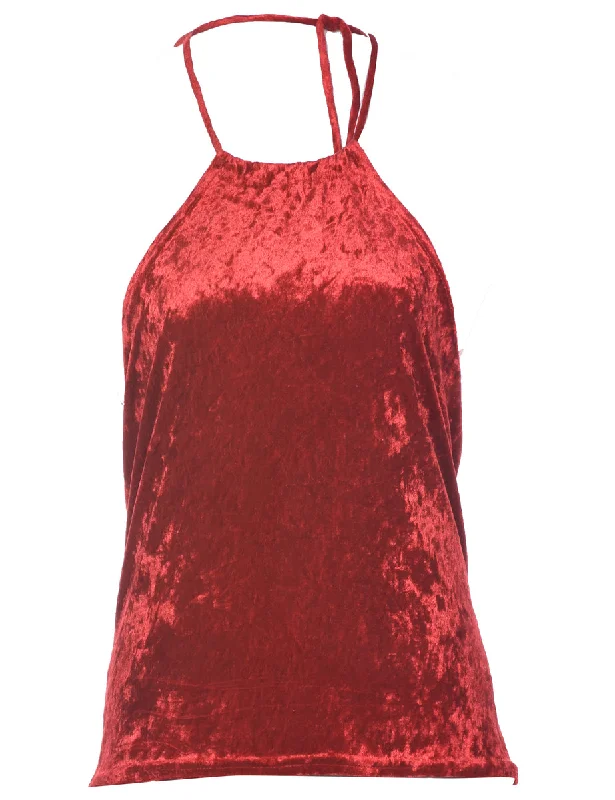 Velour Fabric Red Evening Top - S