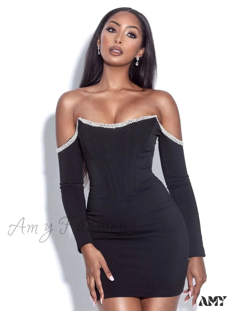 Amy Fashion - Chains Vestidos Party Black Bandage Dress