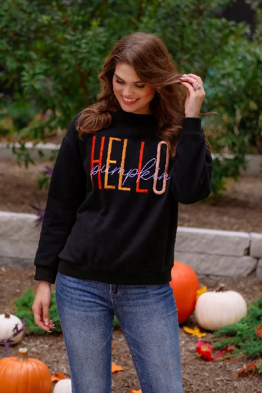 Hello Pumpkin Embroidered Sweatshirt