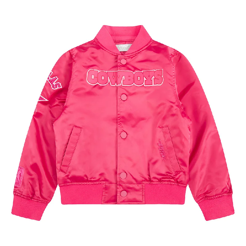 NFL DALLAS COWBOYS TRIPLE PINK TODDLER GIRLS  SATIN JACKET (BEETROOT PURPLE)