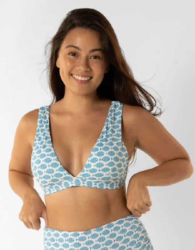 Dune – Baby Blue Fish Womens Plunge Bikini Top