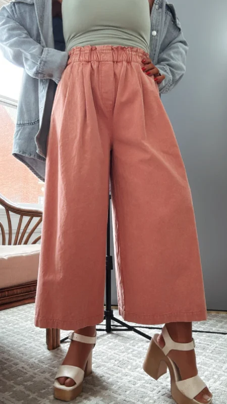 Daily Style Cropped Pants, Washed Coal Pink