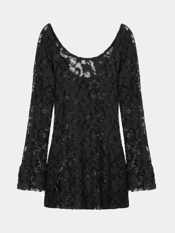 Wholesale Black Lace Mini Dresses