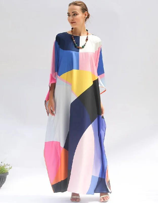 Multi Color Heavy Designer Digital Printed Maxi Dress Style Kaftan