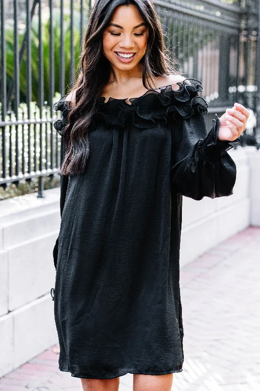 Can You Believe It Black Ruffled Dress