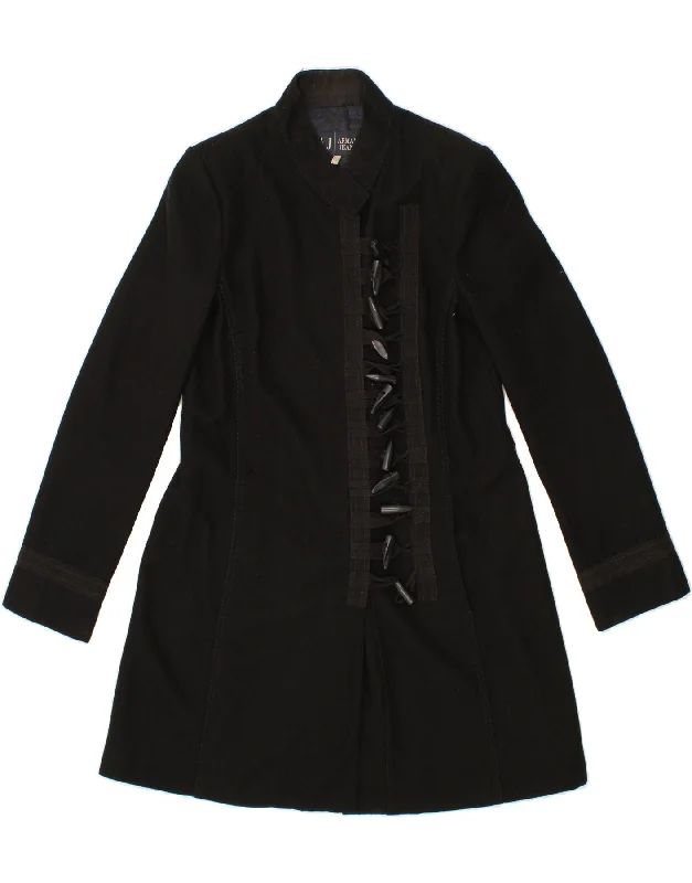 ARMANI JEANS Womens Overcoat IT 46 Large Black Wool