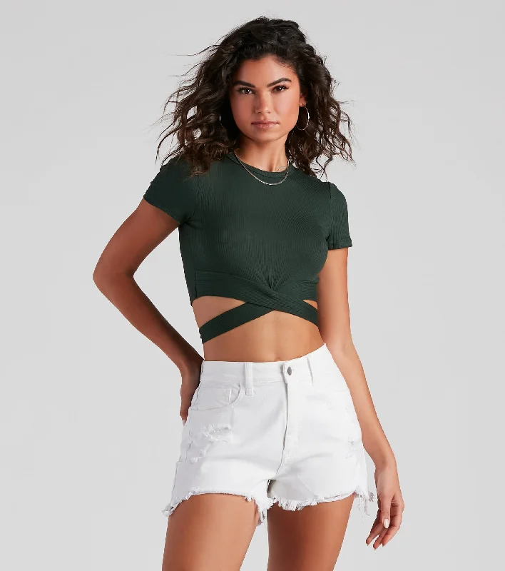 That's A Wrap Crew Neck Crop Tee