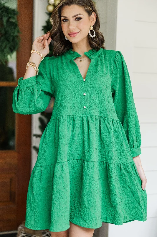 All Up To You Emerald Green Textured Dress