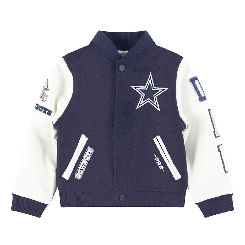 NFL DALLAS COWBOYS CLASSIC TODDLER BOYS WOOL VARSITY JACKET (MIDNIGHT NAVY/WHITE)