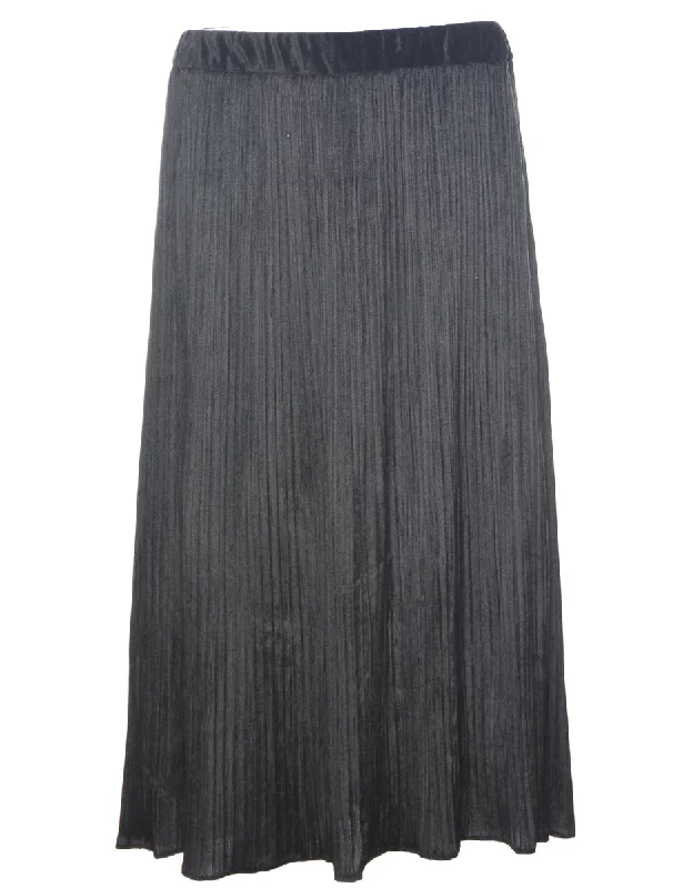 Velour Black Midi Skirt - M